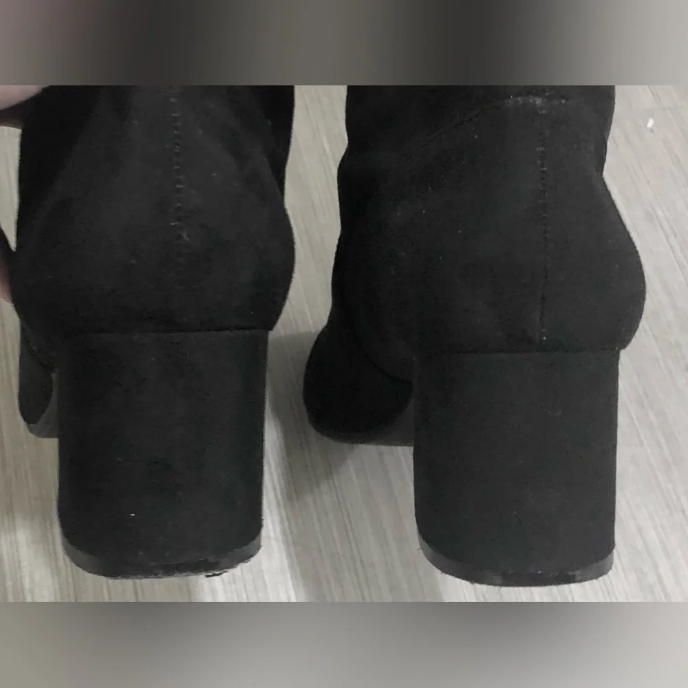 Isaac Mizrahi Over the Knee Boots Faux Suede Heeled & Lined in Black size 7.5